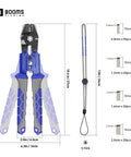 Pro Grade Fishing Crimping Tool Kit With Ten Point Six Inch Pliers And 140 Double Barrel Sleeves Up To 2.2mm Crimp For Fluorocarbon And Monofilament Leaders In Freshwater And Saltwater Tackle For Anglers showing pliers, sleeves, and lanyard