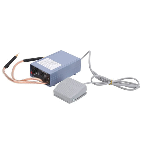 Rock Solid 5000W Spot Welding Machine With Foot Switch For Battery Assembly And Nickel Strip Jobs Up To Point Two Millimeters adjustable power supply with pedal.