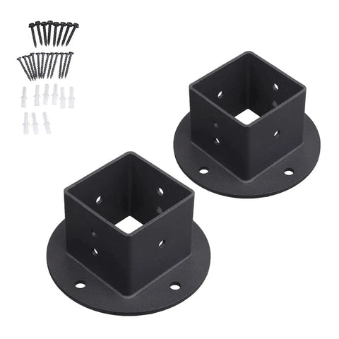 Heavy Duty Metal Post Base Anchors For Fence Railings Privacy Panels Gazebos Pergolas And Mailbox Brackets Built To Last For Backyard Projects And Pro Contractors with screws
