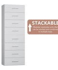4 Drawer Stackable Closet Organizer Unit With Drawers, white, modular wood storage bins, shown stacked in multiple configurations.