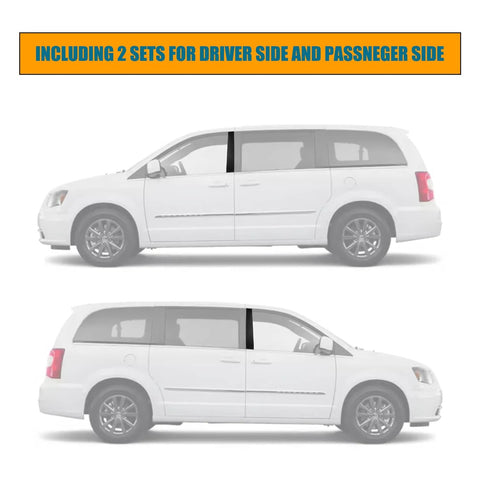 Pillar trim door molding set for Chrysler Town & Country / Dodge Grand Caravan, driver and passenger sides, white.