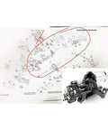 Transmission assembly diagram and gearbox detail for Beefed-Up Ball Bearing Set for One-Tenth Traxxas TRX4 RC Car