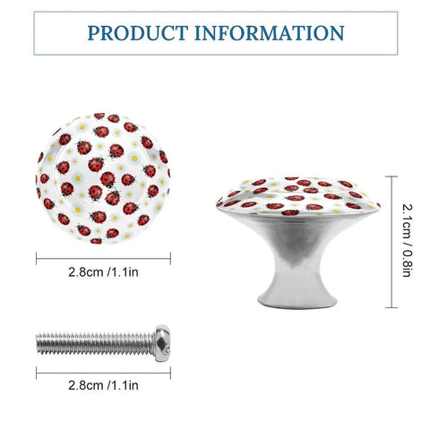 Rock Solid Set Of 2 Round Cabinet Knobs 1.1 Inch, Built Tough Stainless Steel Drawer Handles With Screws showing ladybug design.