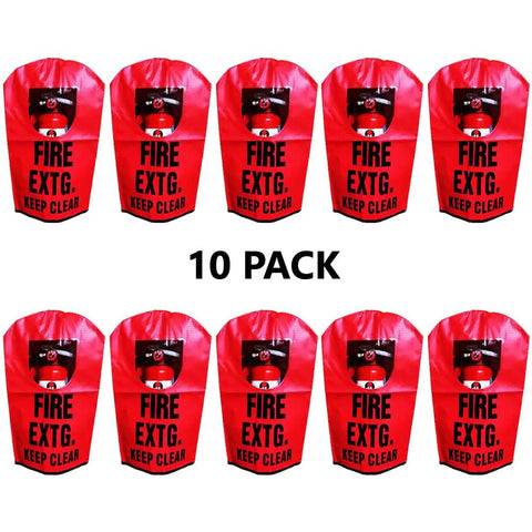 Heavy Duty Fire Extinguisher Covers Fit 10 To 20 Lb Portable Tanks All Weather Protective Sleeves For Indoor And Outdoor Use Built Tough To Handle Any Climate Keeps Equipment Clean And Dry 10 Pack displayed in a row.