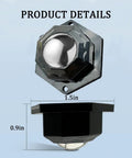 Ready To Roll Self Adhesive Mini Caster Wheels For Small Appliances Silent Glide Easy Peel And Stick Low Profile Matte Black Pack Of Four Pieces showing dimensions and metal components.