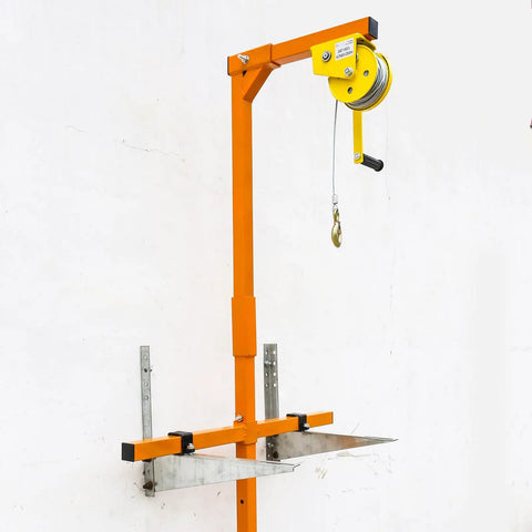 Heavy Duty Air Conditioner Lift Crane With Bulletproof Stainless Frame And Smooth 50 Ft Cable Plus Reliable Hand Winch For No Sweat Mini Split Heat Pump Roof Mounting Jobs