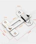 Heavy Duty Stainless Steel Sliding Bolt Door Latch Featuring Smooth Auto Return Flip Lock For Tough Patio Barn Gate Large Size Garage Shed showing measurements