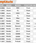 Chart showing fitment details for Wheel Hub Bearing Fits Acura RSX CL MDX TL Honda Accord Civic CRV Element Pilot Prelude S2000
