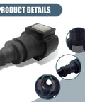 No Sweat Auto Fuel Line Quick Connect Male Female Joint Fitting Straight Hose Adapter showing high temp PA12 black plastic design.