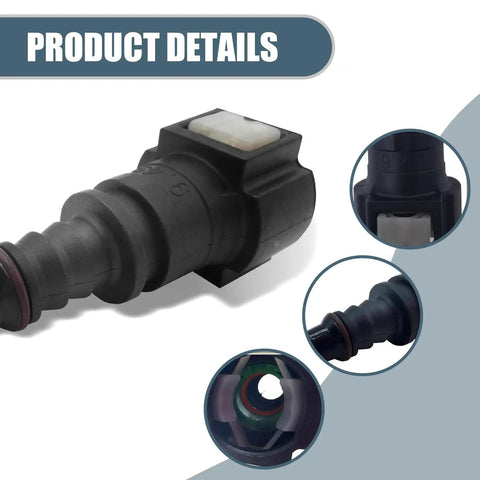 No Sweat Auto Fuel Line Quick Connect Male Female Joint Fitting Straight Hose Adapter showing high temp PA12 black plastic design.