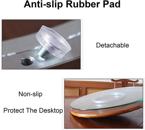 Anti-slip rubber pad on Heavy Duty 360 Degree Lazy Susan Turntable Base for Garden Tables or Glass or Granite Tables Aluminum Alloy Swivel Plate.