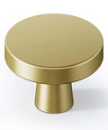 Three Pack 1 1/4 Inch Brushed Gold Solid Zinc Cabinet Knobs Heavy Duty Round Single Hole Drawer Pulls For Kitchen Cupboard Dresser Closet