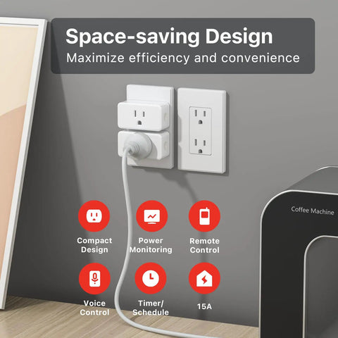 ZigBee Smart Plug 4 Pack With Real Time Energy Monitoring And 15A Outlets, ZigBee Repeater, ETL Certified, Hub Required in wall outlet