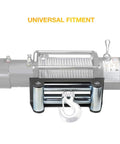 Universal Heavy Duty Winch Roller Fairlead Galvanized Steel Frame 110mm 4 Inch Hole Distance with winch in background