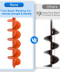 Comparison of auger drill bit designs showing full-seam welding vs. weak point weld. Auger Drill Bit For Planting 4 By 32 Inch Garden Hole Drill For Digging Holes Post Holes For Bulbs Flowers And Fence Posts Earth Auger Bit For Cordless And Corded Drills Fits Three Eighths Inch Hex Drive.