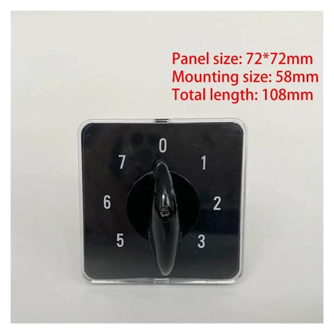 Rotary Cam Switch Changeover 0 To 7 Position 3 Pole 3 Stage Industrial Grade 660V 32A, front view with 12 terminals.