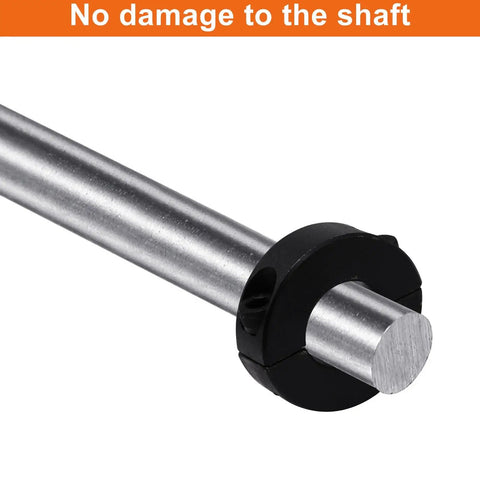 Two Piece Clamp On Shaft Collars For Industrial Machinery, Black Double Split, three quarters inch bore shown on metal rod