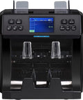 Heavy Lifter Bill Counter Machine That Handles Mixed Denomination Sorting With Multi Currency Support Fast Cash Stacking And Legit Checker Tech Built In Printer Port Ready front view with LCD display and buttons