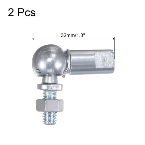 Two Pack CS10 M6 Angle Ball Joint Set With M6x1.0 Right Hand Thread And A3 Steel Self Lubricating Ball Socket End Fitting Built Tough For Machinery Power Tools And Automation, 32mm angle joint