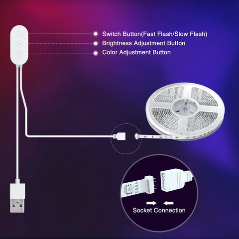 9.2ft Smart TV Backlight LED Strip with 16 Million RGB Colors Dimmable App Control Works with Alexa and Google Assistant Music Sync