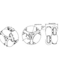Technical drawing of heavy duty omni wheel 360 rotation, 100mm double row aluminum design, 80kg load capacity.