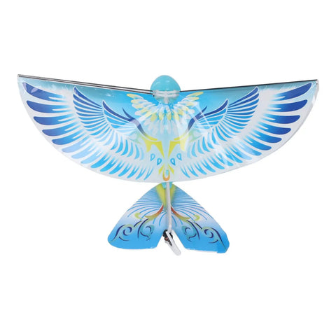Flying RC Bird With Bionic Wings LED Lights 2.4GHz Remote USB Charging And Durable EPP Body For Indoor And Outdoor Mega Fun Stable Flight Crash Resistant Realistic Feels Blue, front view showing blue bionic design