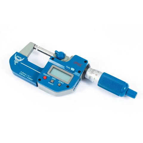 IP65 Absolute Origin Digital Micrometer 0 to 1 Inch 0 to 25 Mm LCD Display with carbide faces and spindle lock