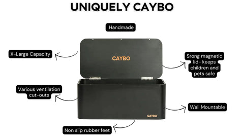 X Large Bamboo Cable Management Box With Magnetic Lid Black Cord Organizer For Power Strips Three Cutouts Anti Slip Feet Mountable