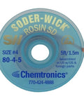 Pro Grade Desoldering Braid Solder Wick 80 Rosin Flux Core Blue 5 Feet Long spool with Chemtronics branding