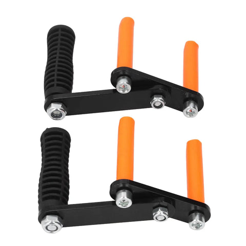 Heavy Duty Drywall Holder And Gypsum Sheet Carrier Featuring An Ergonomic Handle designed with orange grips for easy transport.