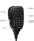 Microphone of DB-25D Pro Dual Band DMR Mobile Radio with speaker, keypad, and function keys labeled, for ham enthusiasts on the go.