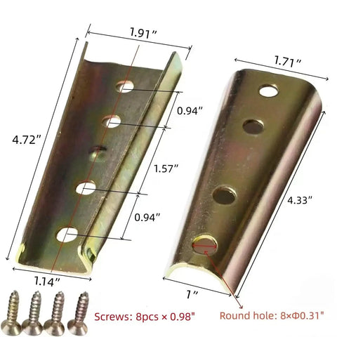 Two Pack Heavy Duty Sofa Latch Connectors Featuring 120 Millimeter Diagonal Bolts Crafted From Cold Rolled Steel To Keep Your Couch Frame Secure As A Rock Daily, showing detailed dimensions.