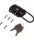 Antique Iron Box Lock Hasp 58x34mm Vintage Wooden Toggle Latch with keys and screws for Jewelry Boxes and Chests