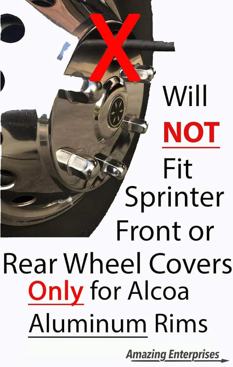 Six Pack Lug Nut Cover Set For Mercedes Sprinter Vans With 16 Inch Alcoa Wheels 6 Lug 205mm Bolt Pattern Warning Sign