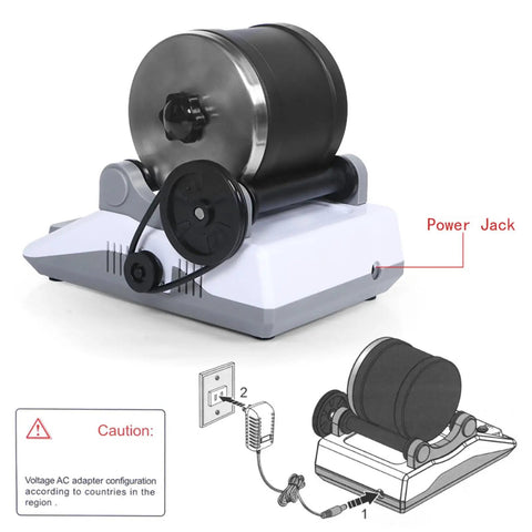 Electric Rock Tumbler Gem Polisher For DIY Stone Polishing Quiet Pro Grade Gem Making Machine with power jack and plug diagram