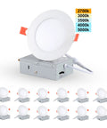 12 Pack 5-Inch LED Recessed Lights With Junction Box, 5CCT Selectable 2700K-5000K, 10W Equiv 70W, 800 Lumen Dimmable Downlights image