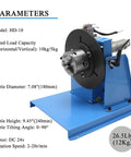 Heavy Duty Table Top Welding Positioner With Secure Sixty Five Millimeter Chuck And Zero To Ninety Degree Tilt, showing specifications.