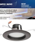 Color Selectable LED Downlight Retrofit Kit For Recessed 5 To 6 Inch Can Lights 9W Dimmable 120V Bronze Finish 800 Lumen