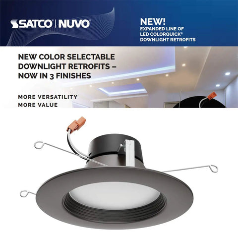 Color Selectable LED Downlight Retrofit Kit For Recessed 5 To 6 Inch Can Lights 9W Dimmable 120V Bronze Finish 800 Lumen