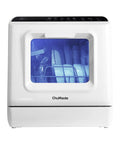 No Sweat Countertop Dishwasher With Built In Water Tank, Compact Tabletop Cleaner featuring a front view showing plates inside.
