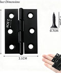 2 Inch Black Stainless Steel Mini Folding Hinges For Small Cabinet Doors And Jewelry Boxes Durable Heavy Duty Hardware With Included Screws