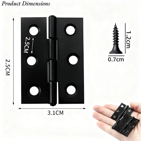 2 Inch Black Stainless Steel Mini Folding Hinges For Small Cabinet Doors And Jewelry Boxes Durable Heavy Duty Hardware With Included Screws