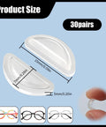 Ultra Comfy 30 Pair Anti Slip Silicone Nose Pads For Glasses And Sunglasses Featuring 5Mm Heightened D Shape Airbag Cushions with size details.