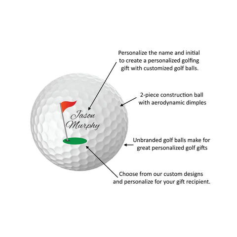 Personalized Name And Initial Golf Balls Set Of 6 For Custom Gifts USGA Approved with focus on customized ball design.