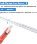 Two Pack Frameless Shower Door Bottom Seals With Long Sweep Fits One Quarter Inch Thick Glass Stops Leaks And Creates A Clear Water Barrier Easy Install For Glass Shower Doors Keeps Water In Check Thirty Six Inches Long shown with utility knife for trimming.