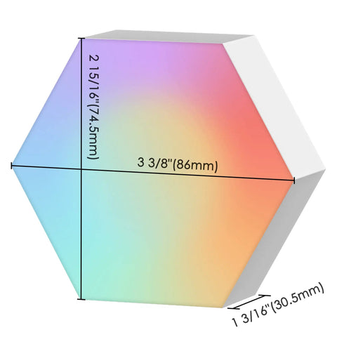 Lit Smart Hexagon LED Light Kit, 10 Pack WiFi Wall And Tabletop Blocks with dimensions labeled for customizable shapes