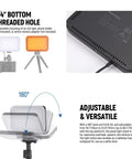 Basics 2 Pack LED Video Light Panel Kit Bi Color Dimmable Portable Studio Lights With Stands And Filters, adjustable back view.
