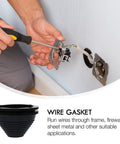 Shaped Wire Gasket Kit With Black Synthetic Rubber Grommets For Insulated Wire Pass Throughs Flame Retardant Built Tough Grommet Caps Ideal For Frames Sheet Metal And Equipment Wiring, black wire gasket installed in wall cutout