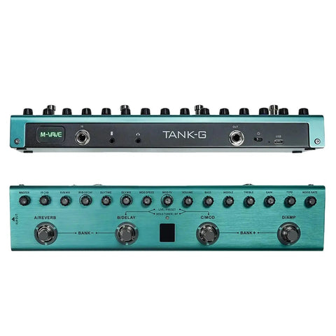 Front and back view of Tank G Multi Effects Guitar Pedal With 36 Editable Presets And A 3000mAh Rechargeable Battery