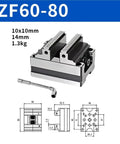 Heavy Duty 4 5 Axis Self Centering Pneumatic Vise For Precision Cnc Machining Featuring Rapid Positioning Clamps, ZF60-80 model with precise dimensions.
